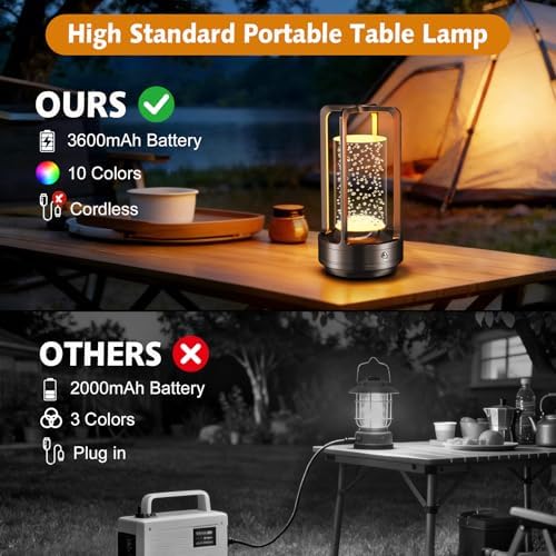 Portable Table Lamp for Outdoor Indoor Cordless Lamp with 10 RGB Colors