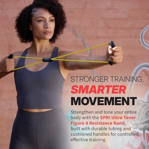 SPRI Ultra Toner Figure 8 Resistance Band with Padded Handles Great for Stretch, Exercise, Fitness Training, Yoga, Resistance Weights, Therapy, Gym or Home Workout Equipment.