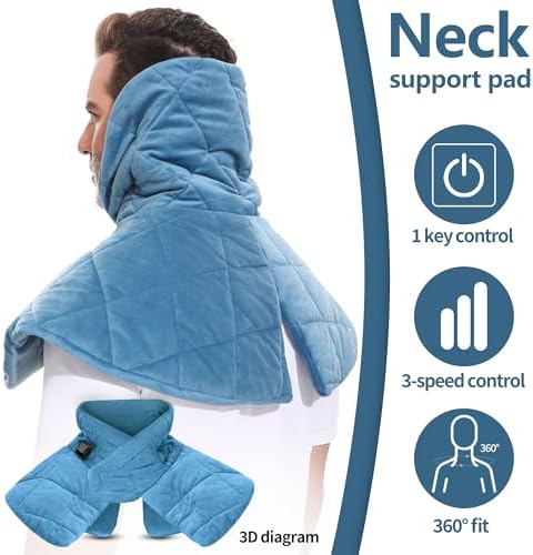 Cordless Neck Heating Pad, Heating Pad for Neck and Shoulders and Back, Neck Heater for Back Pain Relief with 3 Heat Settings-One Size