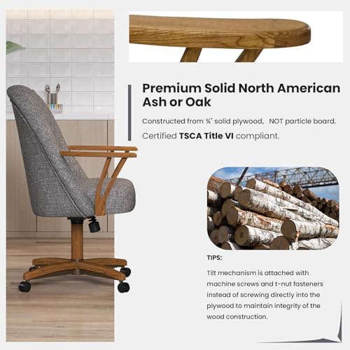 Chromcraft Bailey Swivel-Tilt Caster Dining Chair - Chestnut - Marble - 2pc
