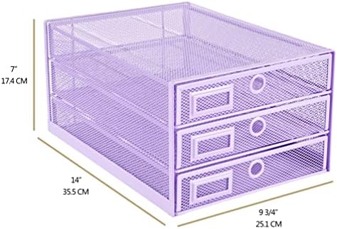 Annova Desk Organizer Wire Mesh 3 Tier Sliding Drawers Paper Sorter/Multifunctional/Premium Solid Construction for Letters, Documents, Mail, Files, Paper, Kids' Art Supplies (Light Pink)