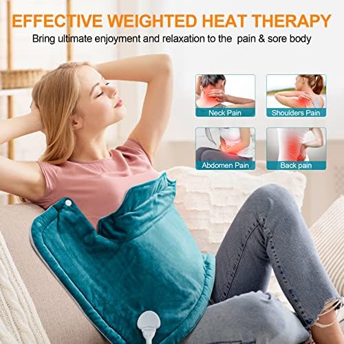 Heating Pad for Neck and Shoulders, 2lb Weighted Neck Heating Pad for Back Pain Relief 6 Heat Settings, 4 Auto-Off Timer, Gifts for Women Men Mom for Christmas, Birthday, Mother's Day,17"x23" Sky Blue