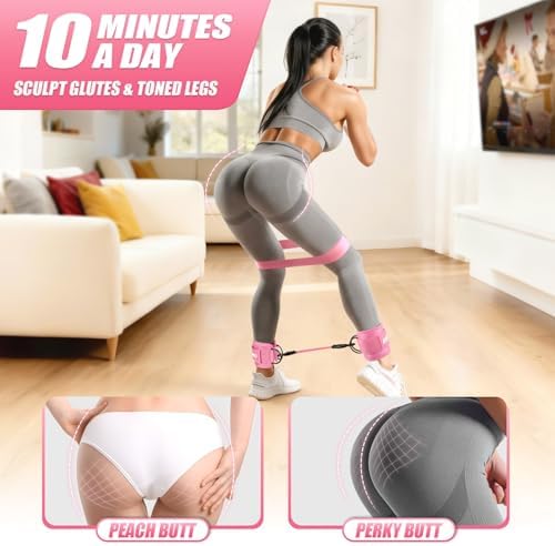 Ankle Resistance Bands with Cuffs, Resistance Bands Set for Working Out, Leg and Glute Exercise Bands – Home Gym Workout Equipment for Women, Booty Building, Pilates, Rehab, Physical Therapy