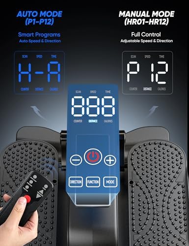 Under Desk Elliptical Machine for Senior, Quiet Motorized Leg Exerciser with Smart Remote, Pedal Exerciser with Adjustable Speeds for Auto/Manual Modes, LCD Monitor, Easy to Use for Home Office