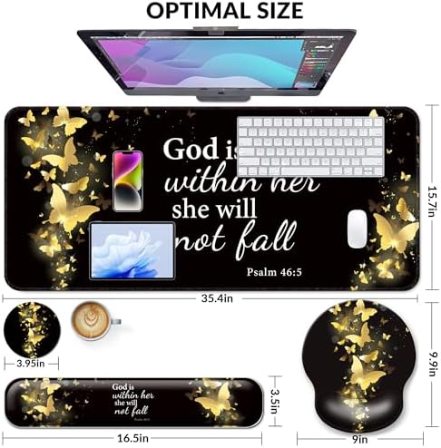 Desk Mat Set Keyboard and Mouse Pad with Wrist Rest Support