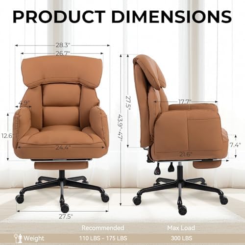 Dowinx Cross Legged Office Chair with Pivoting Armrests,Criss Cross Chair with Pocket Spring Seat & Back,Reclining Computer Gaming Chair with Footrest and Metal Base (Brown)