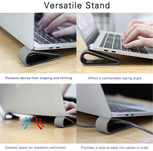 MoKo Universal Laptop/Computer Keyboard Stands,[4 Pack] Anti-Slip Silicone Tilting Wedge Riser Stable Kickstand,Ultra Compact Ventilated Tablet Stand Portable Elevation Feet for Notebook Keyboard-Gray