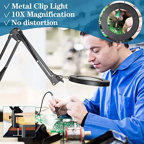 HITTI 10X Magnifying Glass with Light, 1,800 Lumens Stepless Dimmable