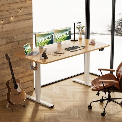 Furmax 63 Inches Electric Height Adjustable Standing Desk Home Office Desk