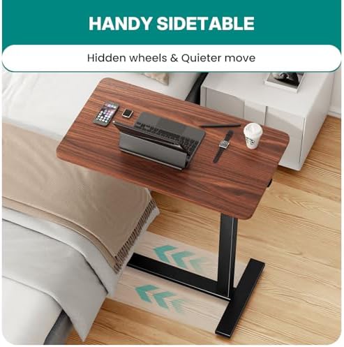 OLIXIS Overbed Table, Bedside Table, Mobile Standing Desk for Apartment