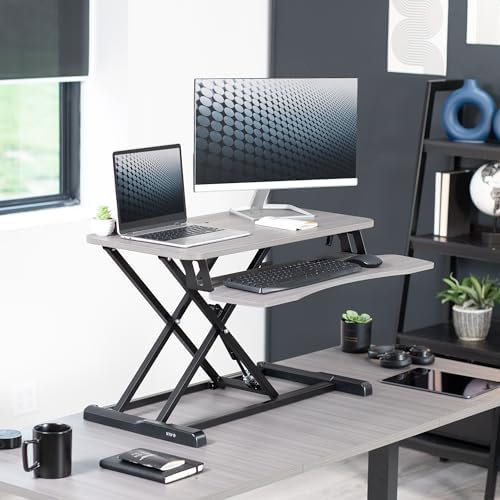 VIVO Dark Gray 32 inch Standing Desk Converter, DESK-V000KG