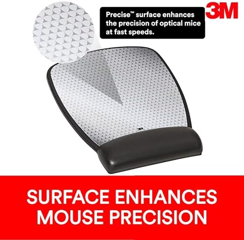 3M Precise Mouse Pad with Gel Wrist Rest, Vertex, 8.6 in x 6.8 in