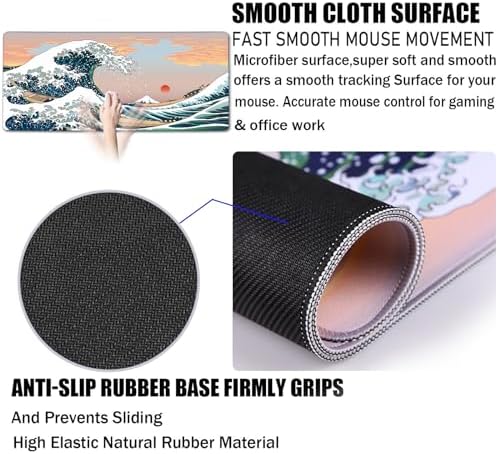Japanese Large Mouse Pad DeskMat Office Desk Pad, Sunset Sea