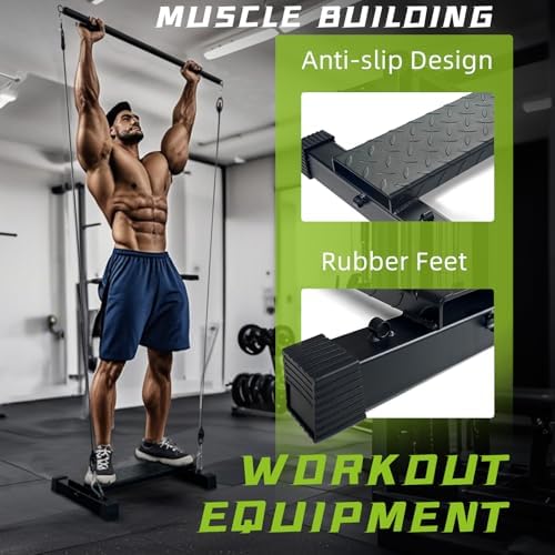 BLUSLM Multifunctional Steel Calf Raise Bar, Wide Standing Calf Raise Block for Calves Stretching, Foot Stretch Platform, Anti-Slip Squat Machine for Home Gym Workout (Black calf bar 02)