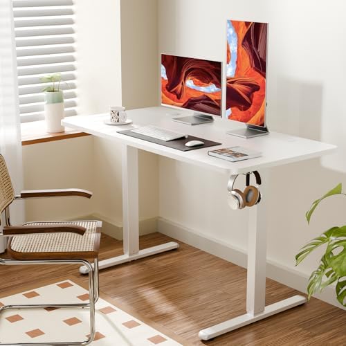 ERGOMAKER 47"x24" Standing Desk, Height Adjustable Sit-Stand Office, White