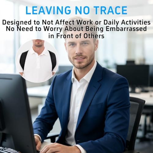 Posture Corrector for Women and Men, Adjustable Back Brace Support, Full Back Straightener for Rounded Shoulders and Hunchback Support, Upper Back Brace Shoulder Straightener with Breathable Mesh, Neck Shoulder and Upper Back Support (Black, XX-Large /...