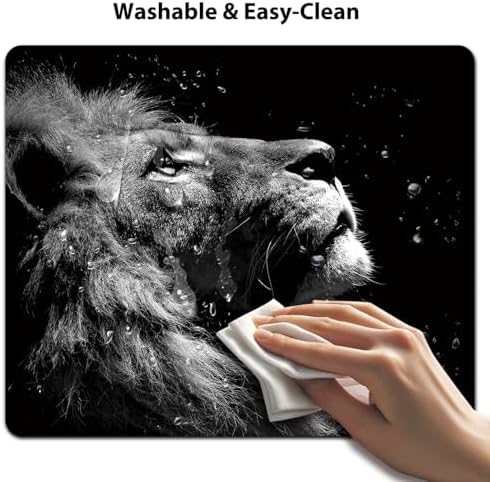 9.5x7.9 Inch Office/Gaming Mouse Pad, Majestic Black & White Lion King Profile, Cute Anti-Slip Mat for Desk Decor
