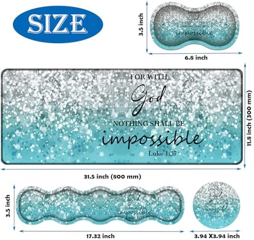 4 in 1 Mouse Pad Combo, Large Gaming Mouse Pad + Keyboard Wrist Support + Mouse Wrist Rest + Coaster, Table Pad 31.5 "x 11.8" with Memory Foam Ergonomic Wrist Pad Set, Blue Flash Bible Pattern
