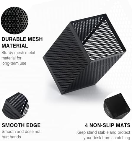 Comix 2 Packs Mesh Pen Holder, Desk Organizer for Home Office, Black