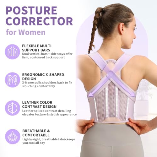 NLNYCT Posture Corrector for Women, Back Brace Posture Corrector, Purple M