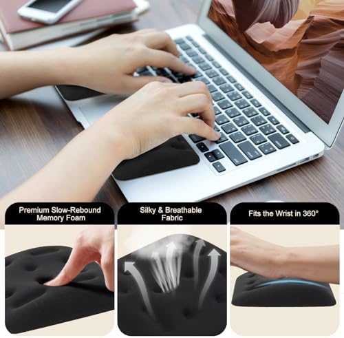 Ergonomic Wrist Rest for Laptop, Upgraded Laptop Wrist Support Pad for Computer Keyboard, Relieve Wrist Pain and Carpal Tunnel (Black)