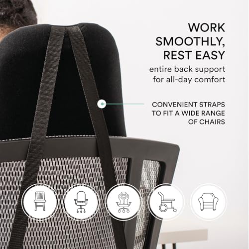 ObusForme Highback Backrest Support - Extra Tall Padded Seat Cushion and Lumbar Support Pillow, Portable Posture Support with Soft and Durable Foam