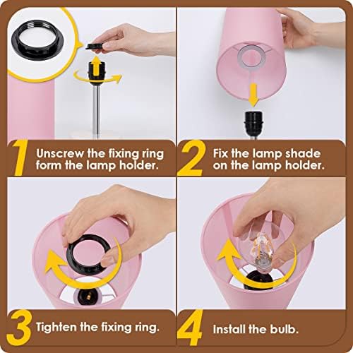 Yarra-Decor Desk Lamp with USB Port, Touch Control Desk Lamp with 3 Levels Brightness, Bedside Table Lamp with Round Pink Shade for Bedroom, Living Room, Dorm, Home Office