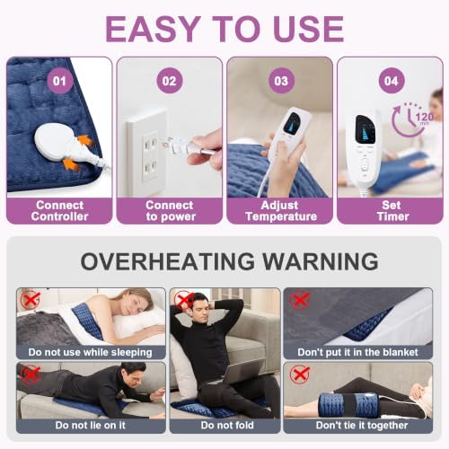 Heating Pad,Electric Heating Pads,Heating Pad for Back,DarkBlue,24x20 Inch
