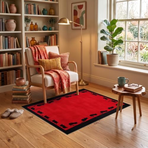 3'x5' Red Cat Crimson Artistic Ultra-Soft Throw Mat