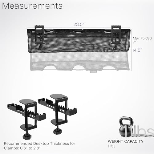 VIVO Black Clamp-on 24 in Mesh Net Cable Management Holder, DESK-AC24MH