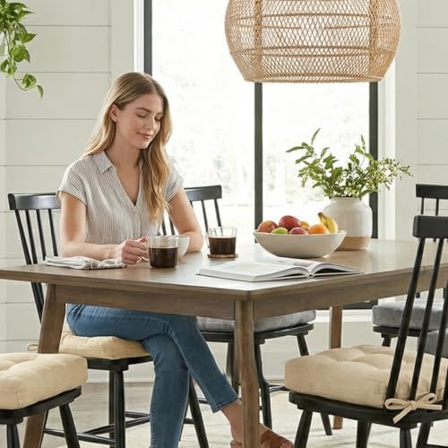 baibu Patented Dual-Layer Dining Chair Cushion, 16.5 x 16.5 x 3.5 in, Beige