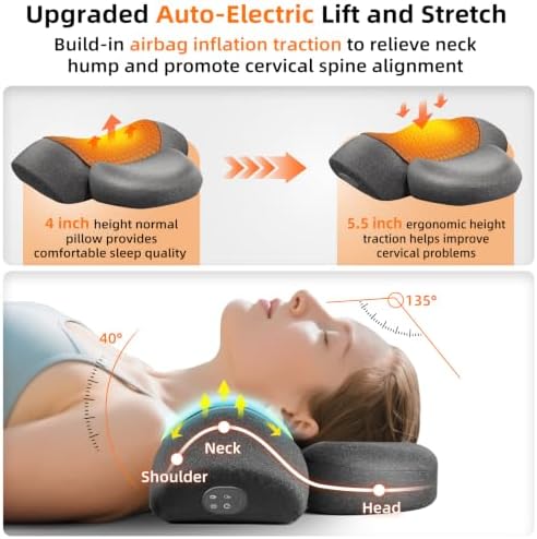 Upalled Cordless Heated Neck Massager Pillow for Pain Relief Deep Tissue