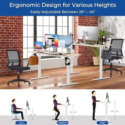 Our Modern Space Height Adjustable 40" Electric Standing Desk - Upgraded Ultra Durable Home Office Large Rectangular Computer Table or Laptop Sit Stand Workstation - 40 x 24 Inch
