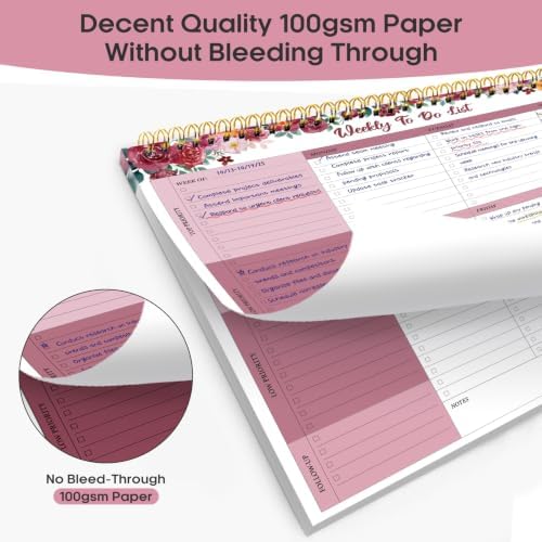 Taja Weekly To Do List Notepad, Undated Weekly Planner Pad, 8.5" x 11"