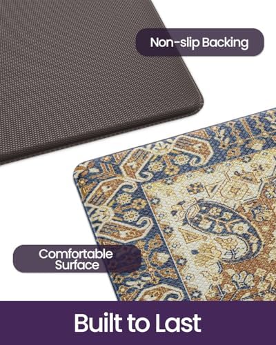 DEXI Kitchen Floor Mats Cushioned Anti Fatigue Runner 24x35 Brown Beige