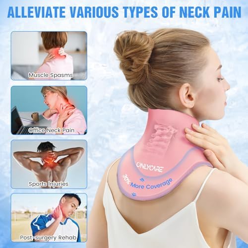 ONLYCARE Neck Ice Pack Wrap Gel - Upgraded Shoulder Ice Packs for Injuries Reusable, Hot and Cold Compress Ice Packs for Neck, Relief of Pain, Swelling, Sprains, Office Pressure