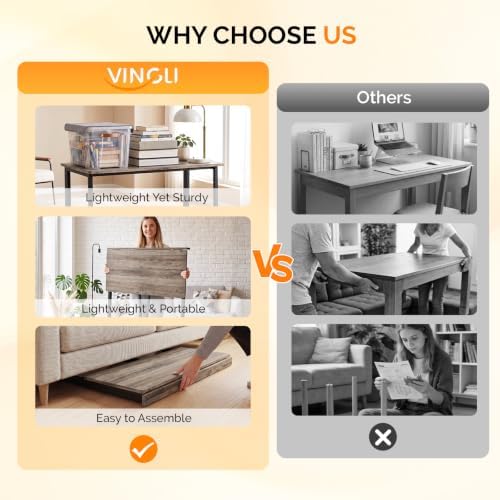 VINGLI 31.5" Folding Desk for Small Spaces, Home Office Computer Desk, Grey