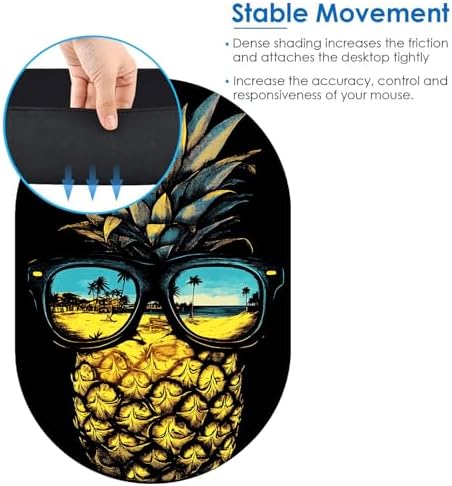 Small Mouse pad, Portable, Waterproof Non-Slip Rubber Bottom, Suitable for Wireless Mouse, Laptop Keyboard Tray for Both Men and Women, Office Travel 7.1x10.6in，Pineapple with Sunglasses