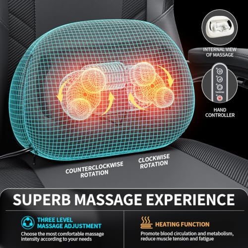 HOFFREE Gaming Chair with Heated Kneading Massage Computer Chair Grey