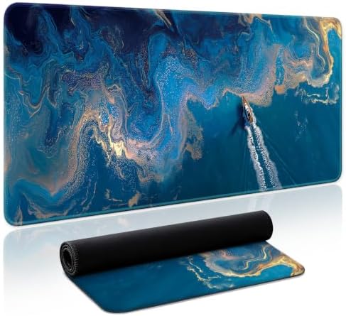 Aesthetic Desk Mat, Cute Coastal Escape Desk Pad Protector for Work & Decor, 35.4" x 15.7", Pretty Non-Slip Extended Mouse Pad for Office or Home