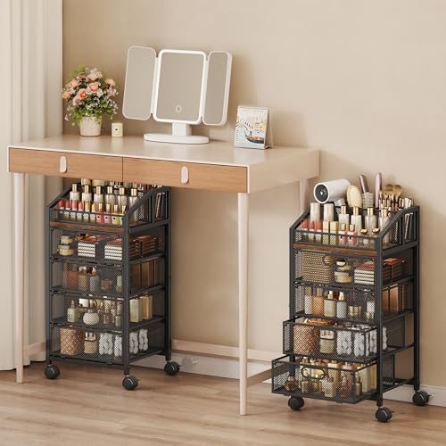 HapiRm Rolling Makeup Cart Organizer - Desk Vanity Storage Cart on Wheels
