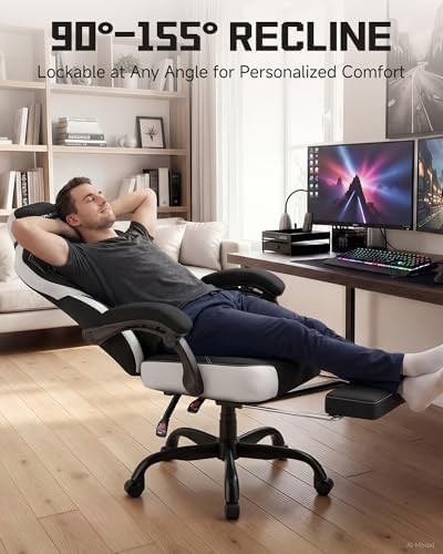 GTPLAYER Gaming Chair for Adults, Ergonomic High Back Chair with Footrest