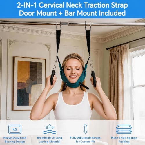 Neck Stretcher Cervical Traction Device, Over Door Design and Hook Design