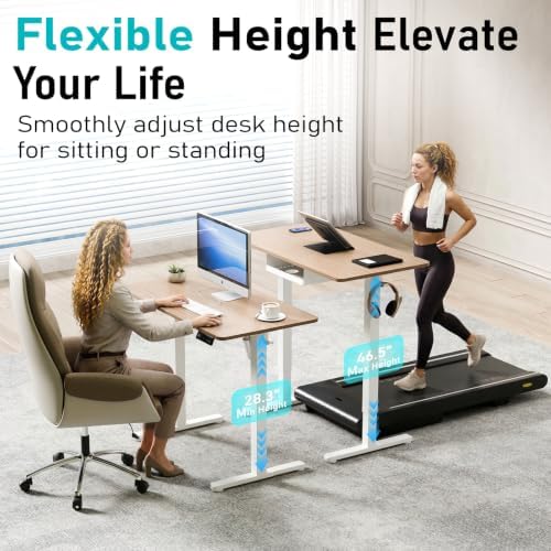 35" Electric Standing Desk, Small Sit Stand up Desk, Light Walnut