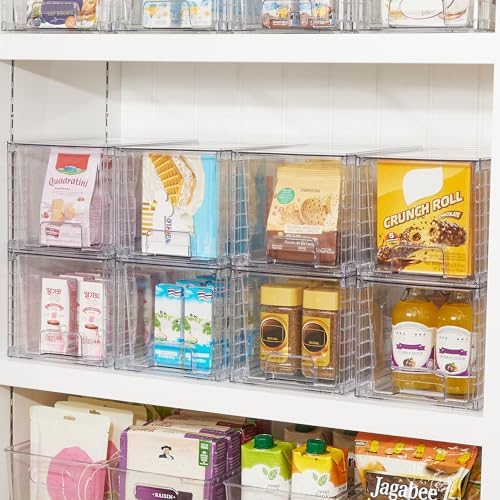 Vtopmart 8 Pack Stackable Clear Pantry Storage Drawers, Large