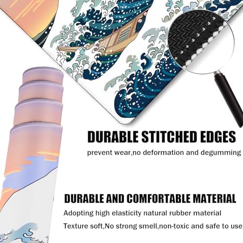 Japanese Large Mouse Pad DeskMat Office Desk Pad, Sunset Sea