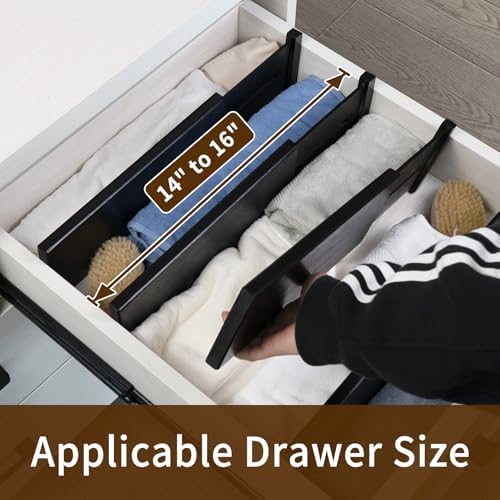 Utoplike Dresser Drawer Dividers, 4" High Black Drawer Organizers Clothes