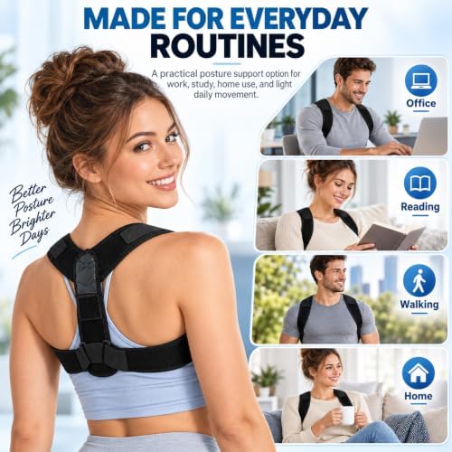 WellaBack Posture Corrector, Adjustable Upper Back Brace for Women and Men