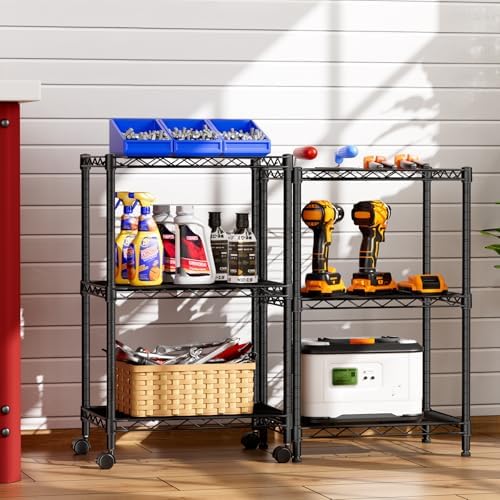 SINGAYE Small Wire 3 Adjustable Shelves Pantry Metal Shelf Floor Organizer