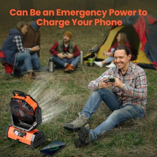 Odoland 30000mAh Camping Fan with LED Lantern, Rechargeable Battery Fan